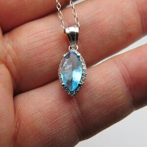 Sterling Silver Diamond & Gemstone Earring Pendant Chain Set